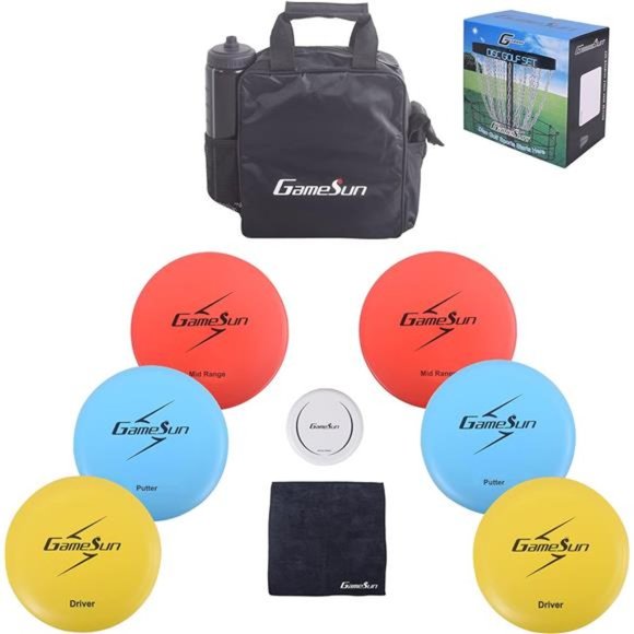Gamesun Disc Golf Set with 6 Discs and Mini Disc,Starter Disc Golf Bag,Towel - Picture 1 of 8